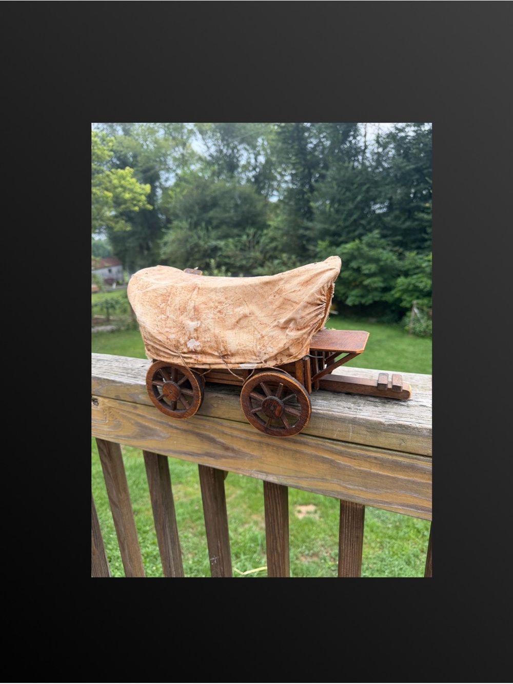 Vintage Wood Covered Wagon 16” x 8”  (Could be a light)